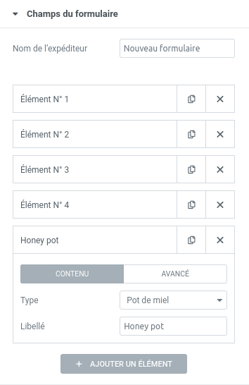Ajouter un pot de miel à votre formulaire Elementor